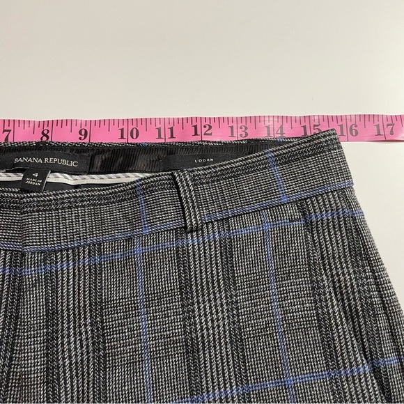Banana Republic Logan Trousers Mid Rise Glen Plaid Gray Sz 4 - Picture 11 of 11